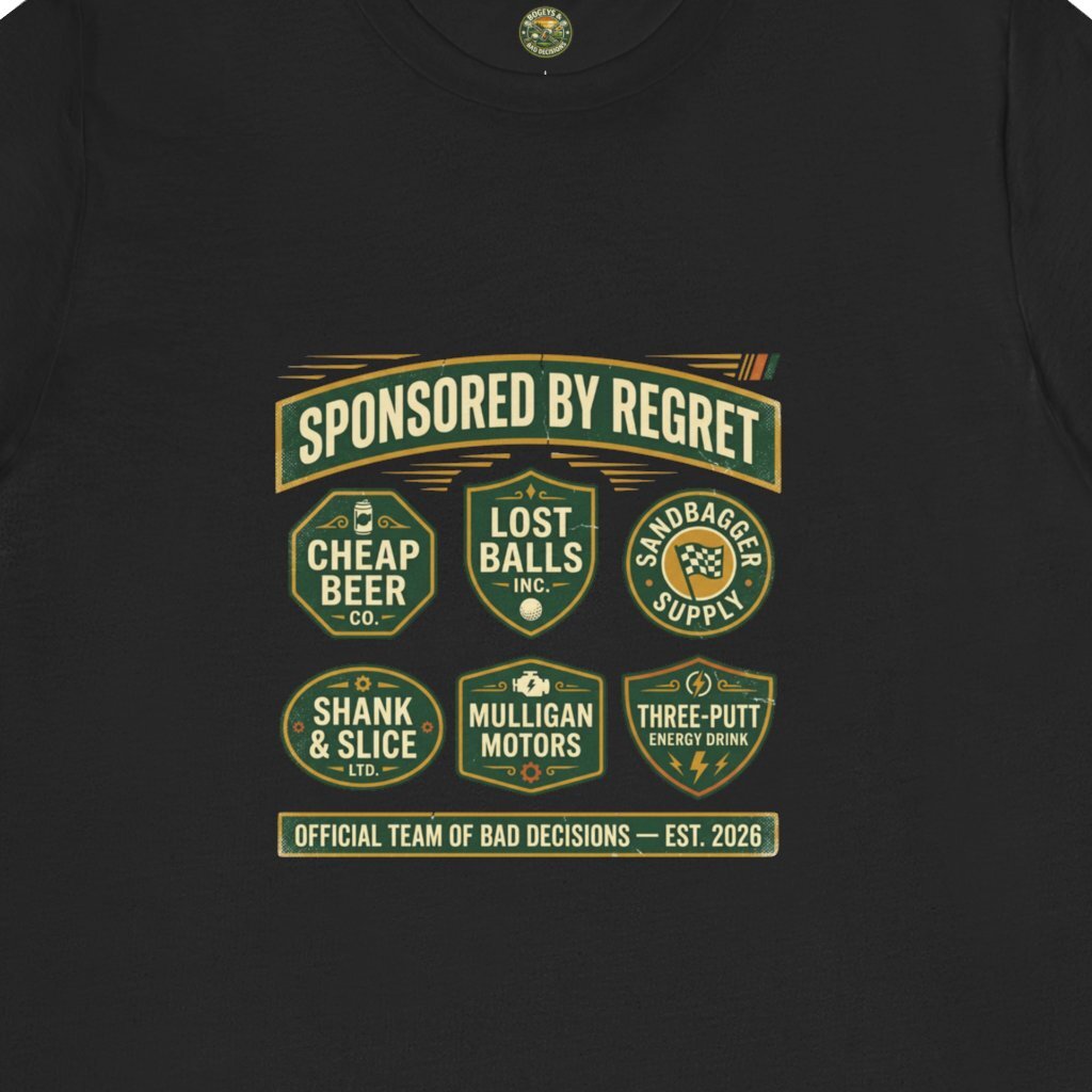 Sponsored By Regret Tee - Fake Racing Sponsor Patch