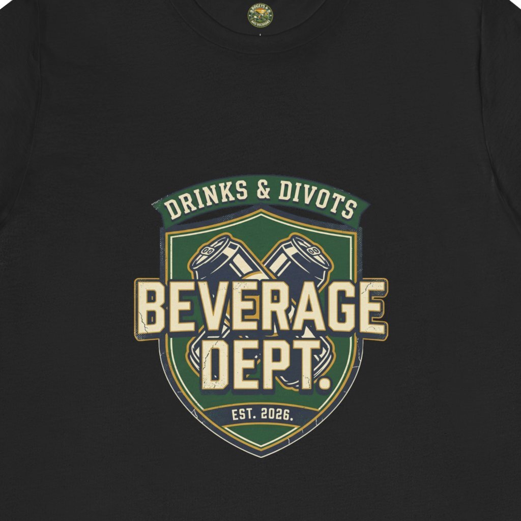 D&D Beverage Department Tee — Crossed Beer Cans Crest