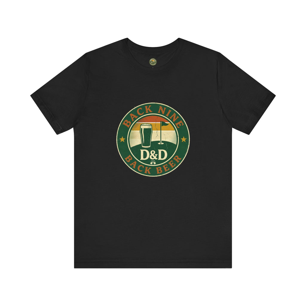 Back Nine Back Beer - Vintage Golf Sunset Badge Tee
