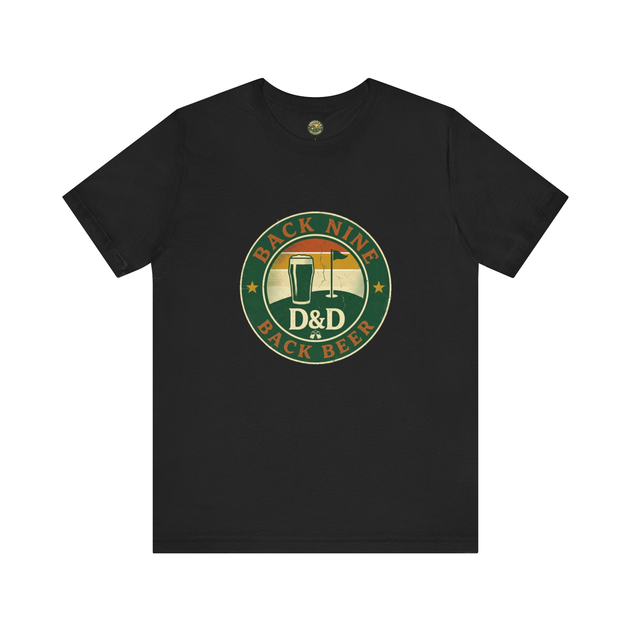 Back Nine Back Beer - Vintage Golf Sunset Badge Tee
