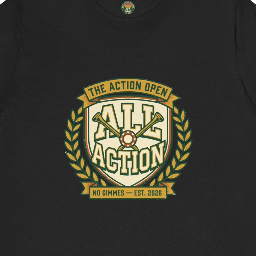 The Action Open Tee — Fake Golf Tournament Crest