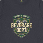 D&D Beverage Department Tee — Crossed Beer Cans Crest