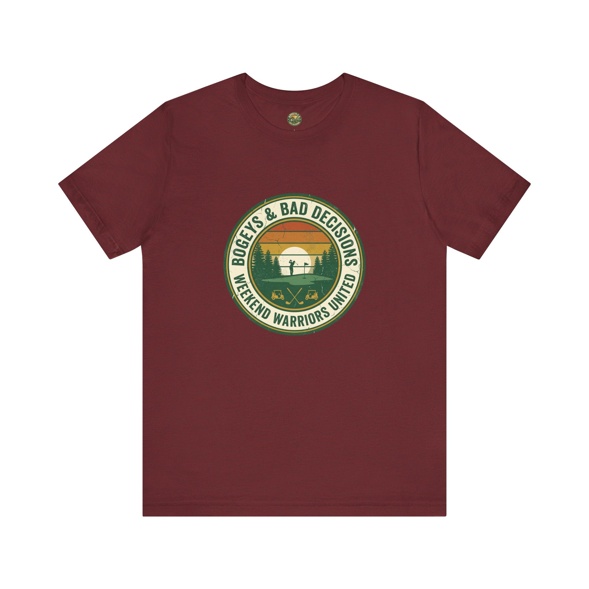 Bogeys & Bad Decisions Tee - Weekend Warriors Sunset Badge