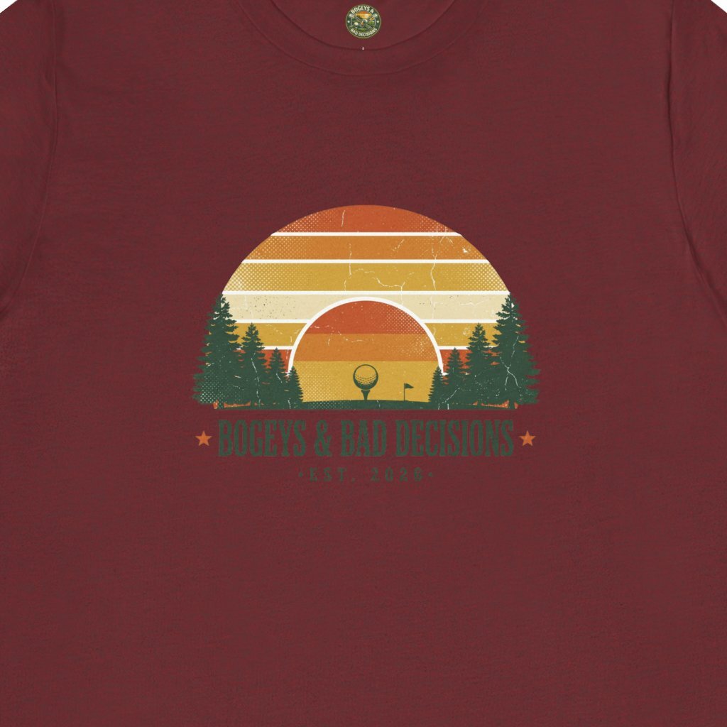 Bogeys & Bad Decisions Tee — Sunset Stripe Solo