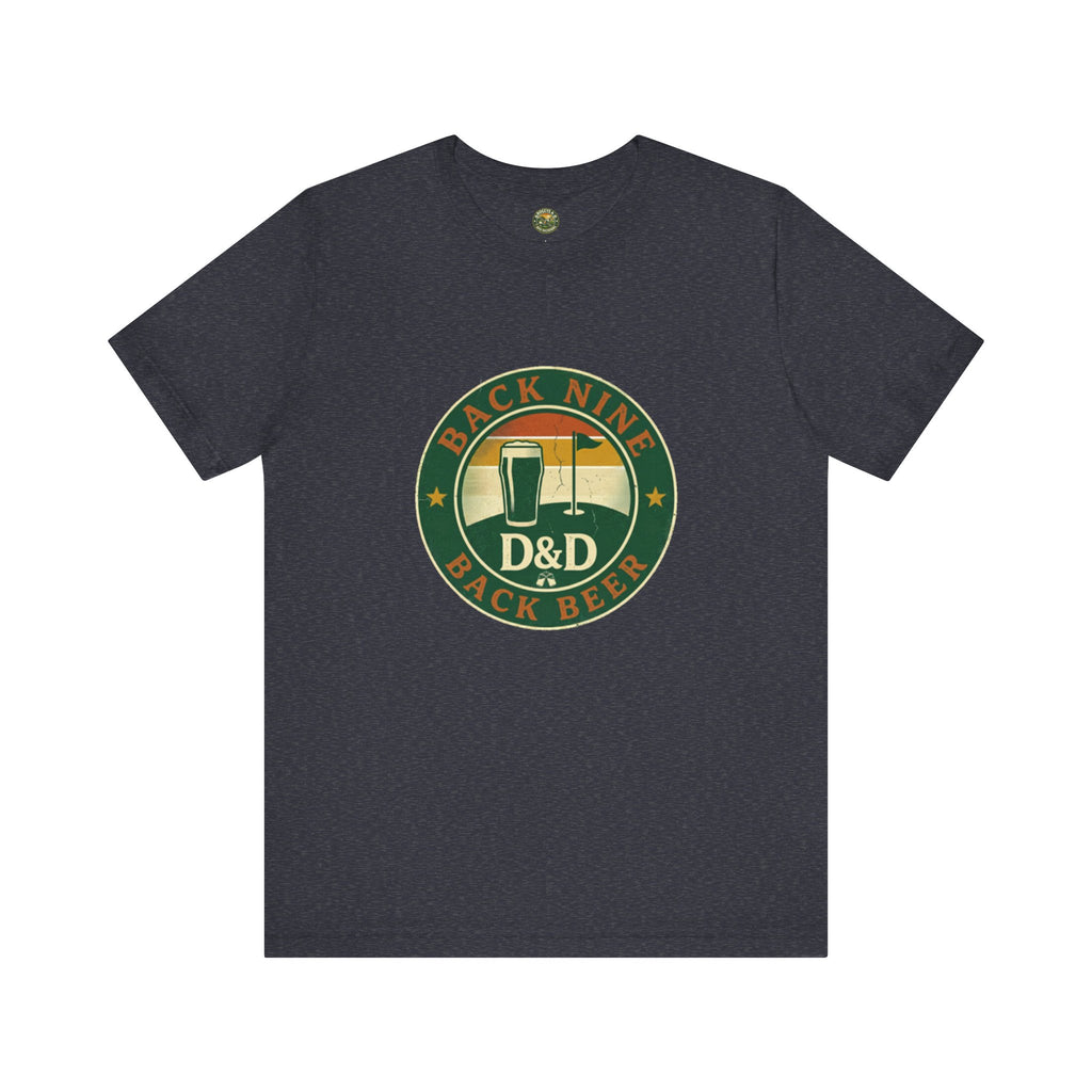 Back Nine Back Beer - Vintage Golf Sunset Badge Tee