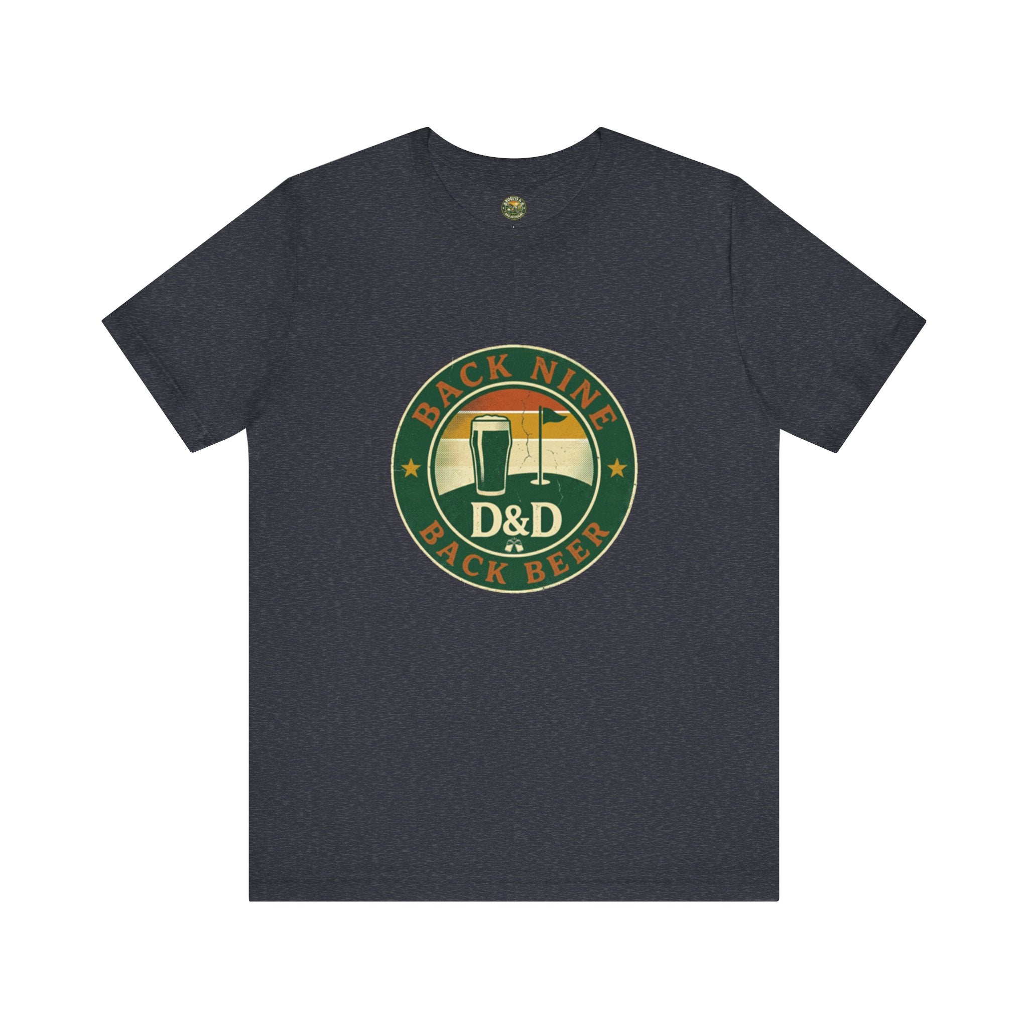 Back Nine Back Beer - Vintage Golf Sunset Badge Tee
