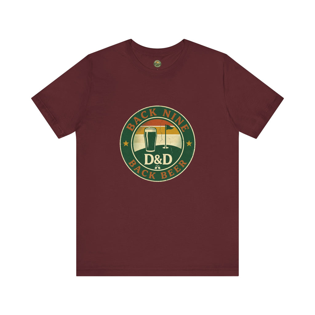Back Nine Back Beer - Vintage Golf Sunset Badge Tee