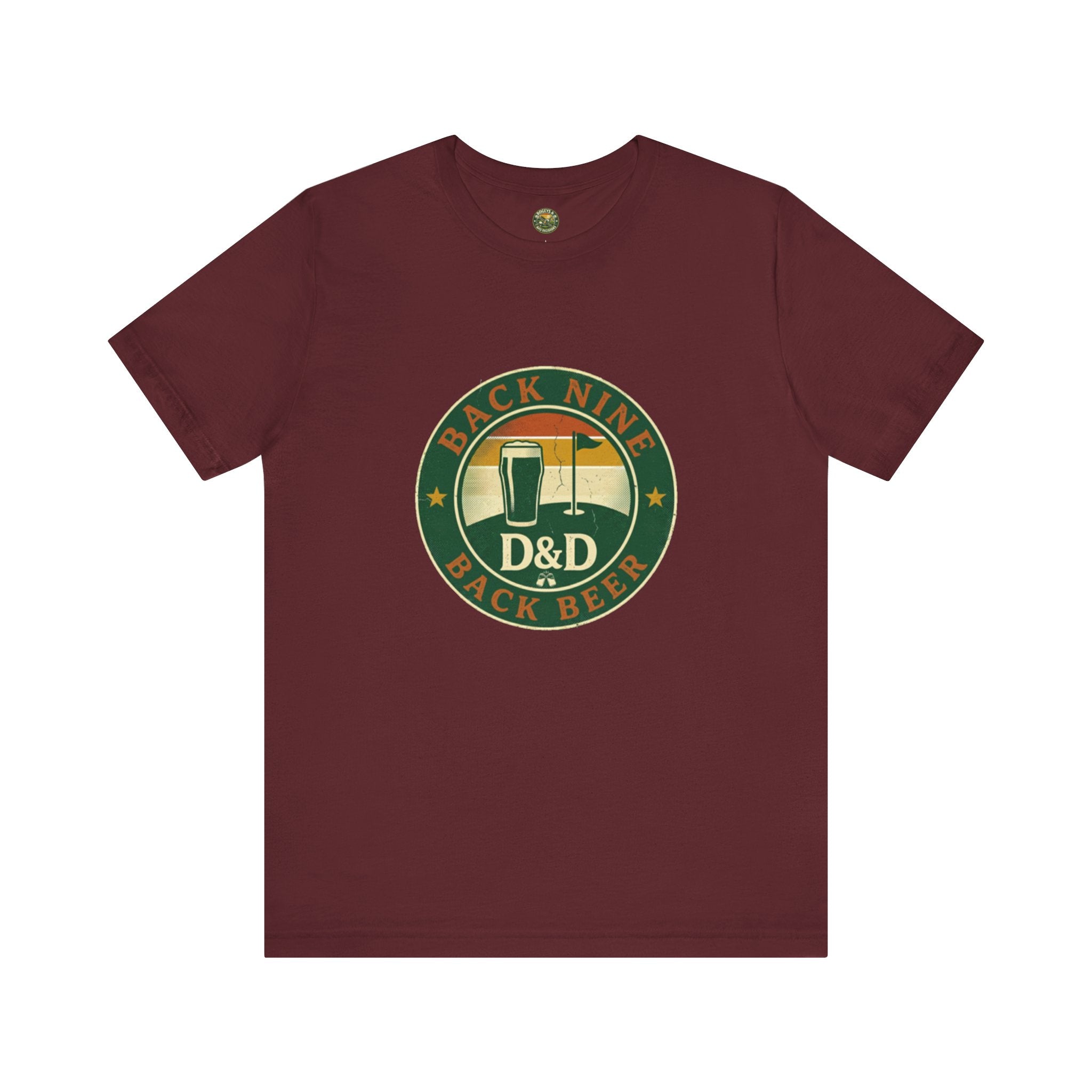 Back Nine Back Beer - Vintage Golf Sunset Badge Tee