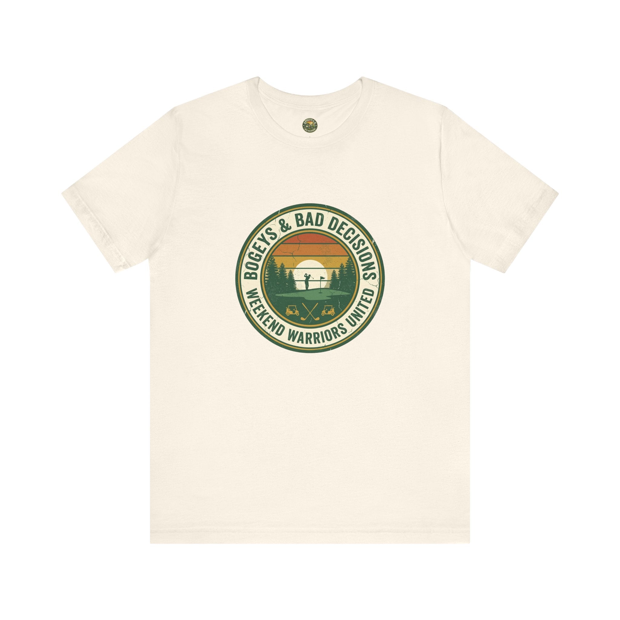 Bogeys & Bad Decisions Tee - Weekend Warriors Sunset Badge