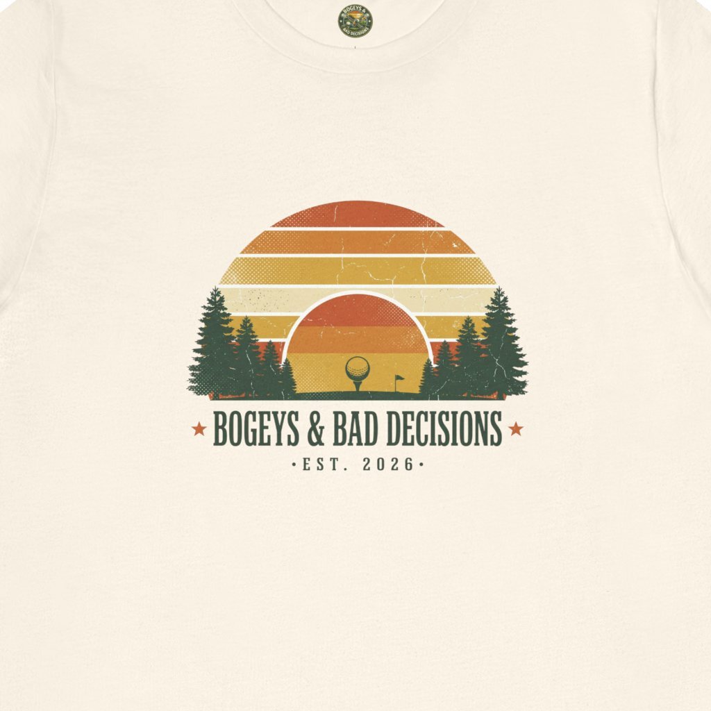 Bogeys & Bad Decisions Tee — Sunset Stripe Solo