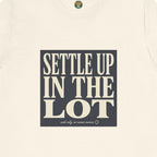 Settle Up In The Lot Tee — Golf Gambling Typography