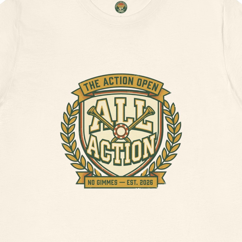 The Action Open Tee — Fake Golf Tournament Crest