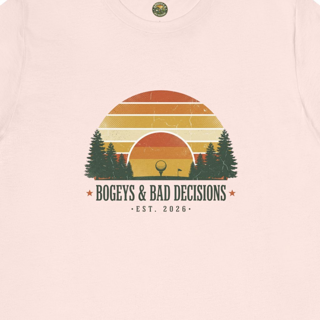 Bogeys & Bad Decisions Tee — Sunset Stripe Solo