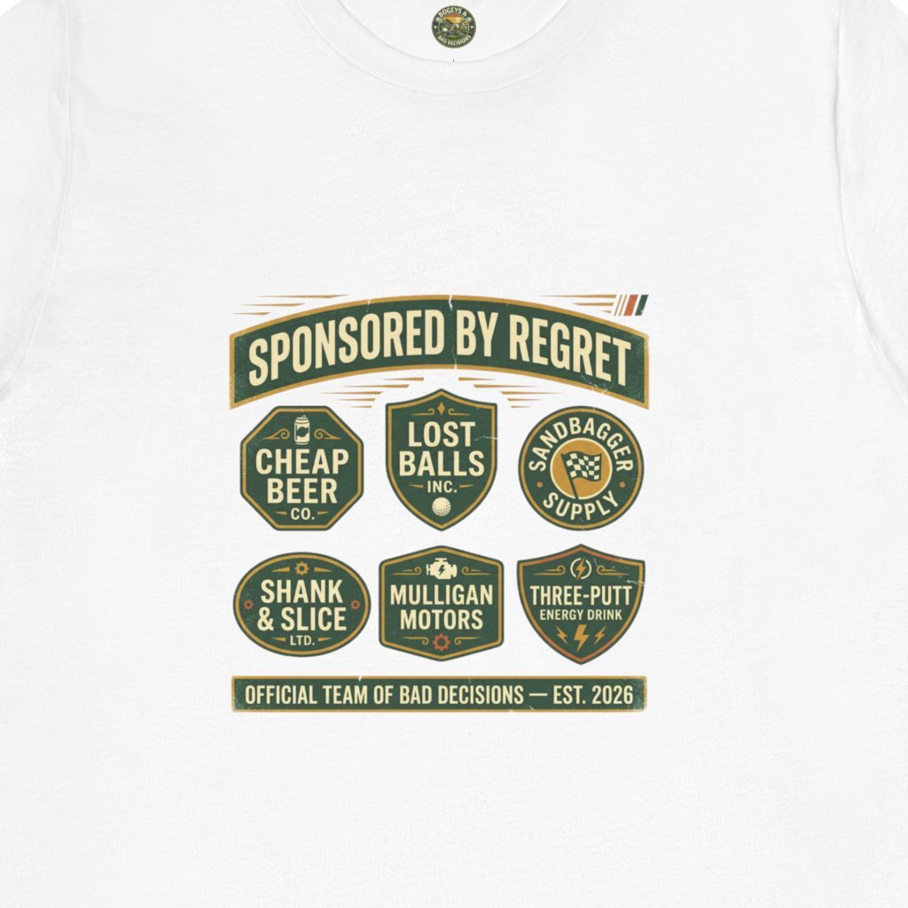 Sponsored By Regret Tee - Fake Racing Sponsor Patch