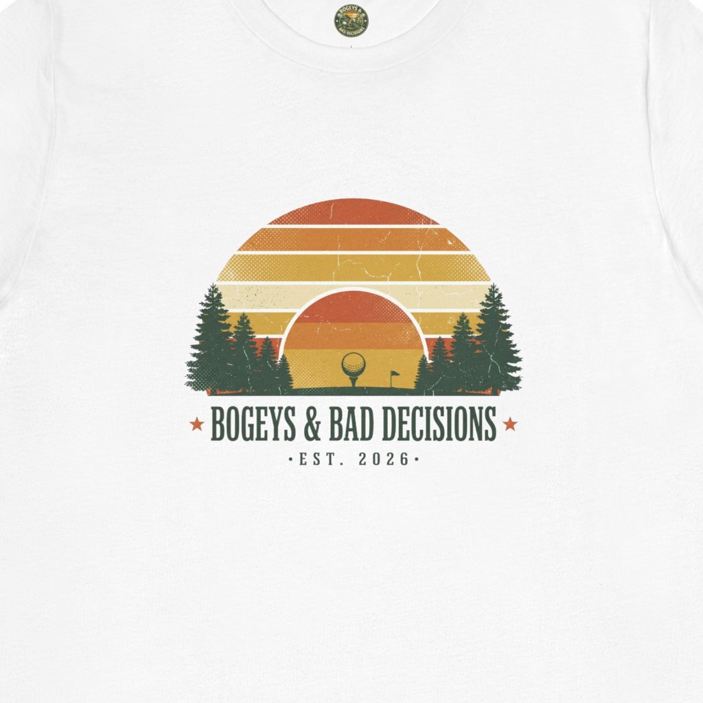 Bogeys & Bad Decisions Tee — Sunset Stripe Solo
