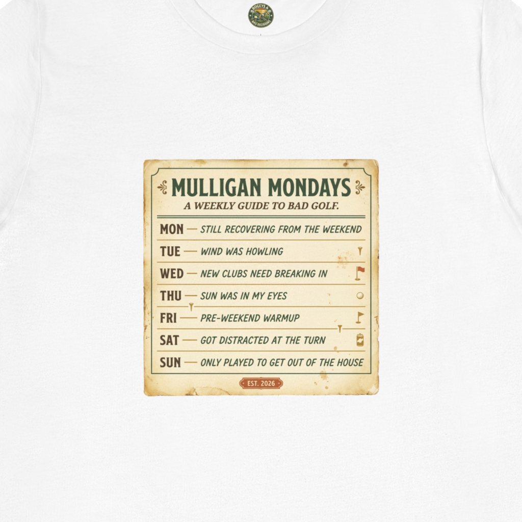 Mulligan Mondays Tee — Weekly Excuse Calendar