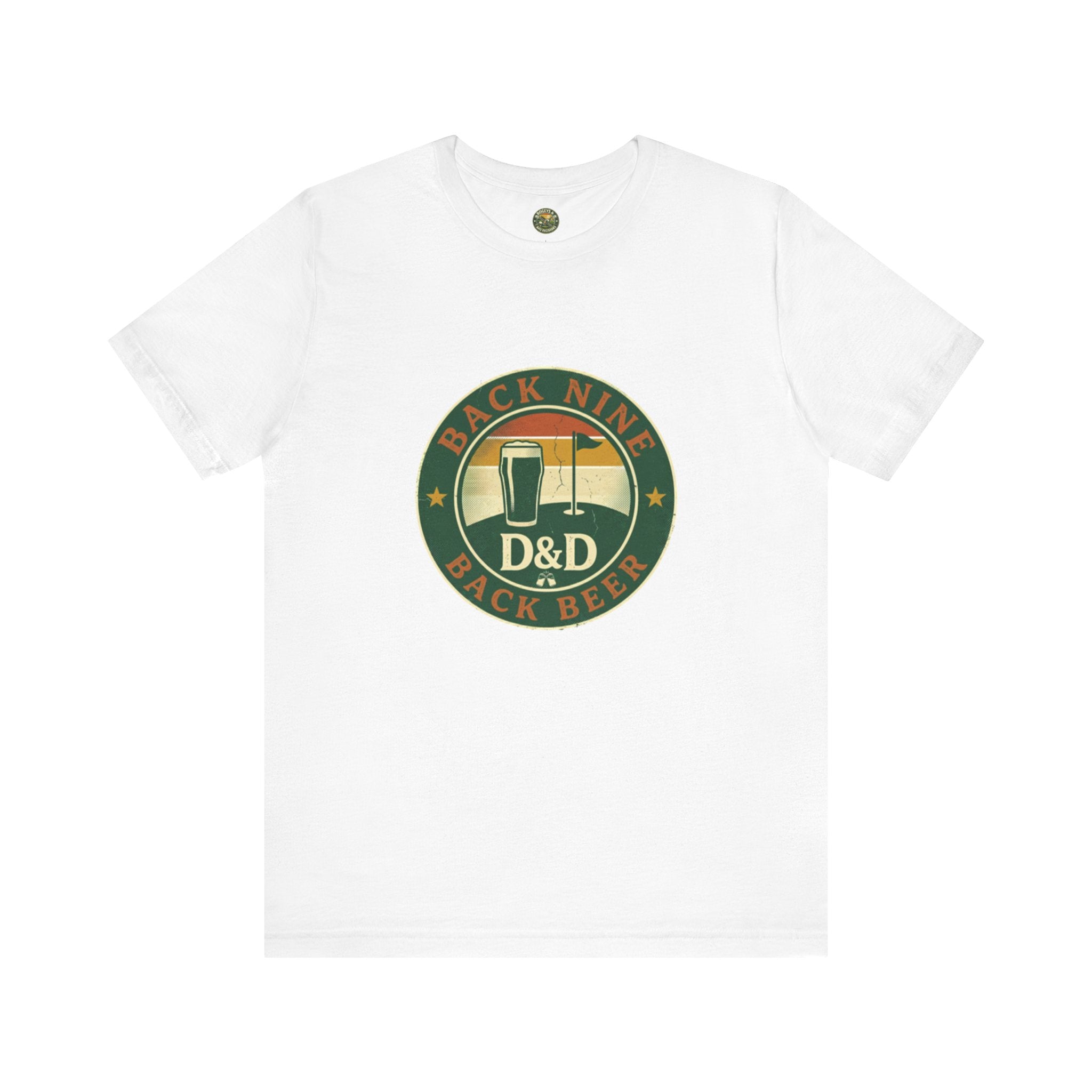 Back Nine Back Beer - Vintage Golf Sunset Badge Tee