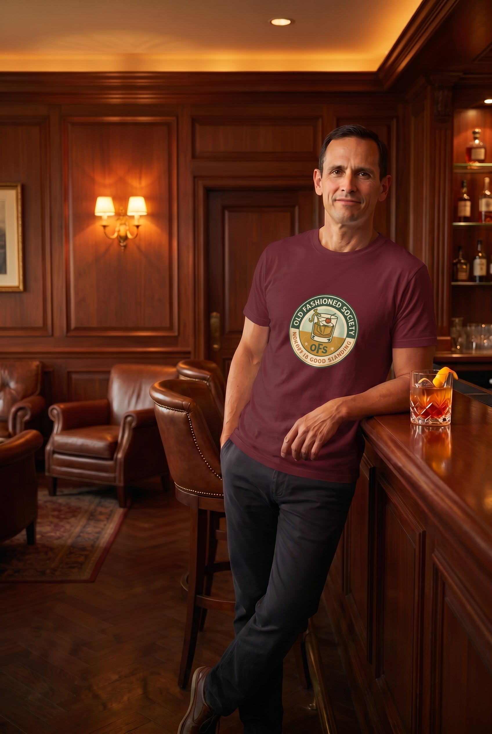 Old Fashioned Society Tee - Cocktail Badge