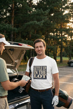 Settle Up In The Lot Tee — Golf Gambling Typography