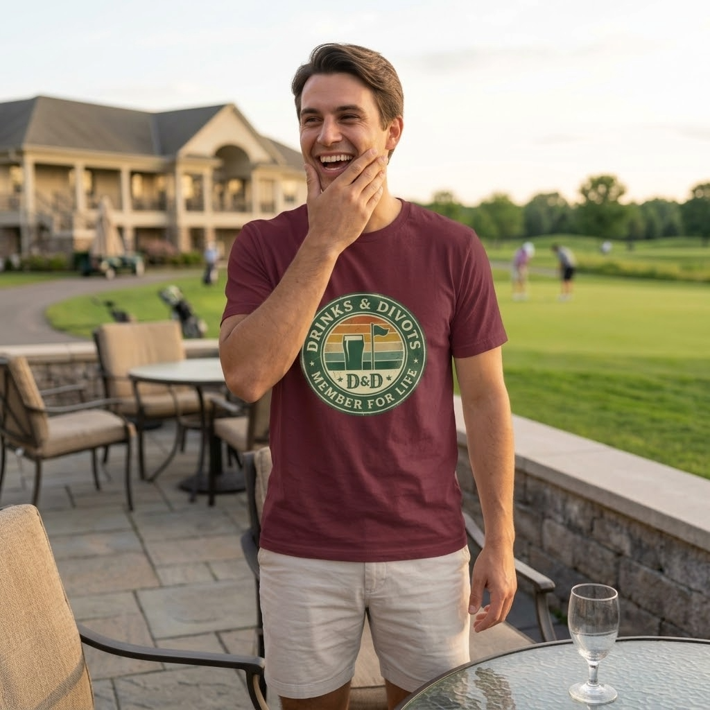 Drinks & Divots Member For Life Tee — Sunset Badge